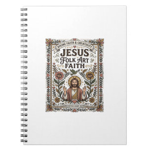 Jesus Folk Art Faith Jesus Folk Art Christian Fait Notebook