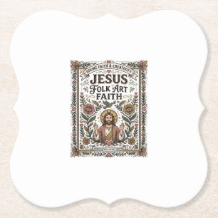 Jesus Folk Art Faith Jesus Folk Art Christian Fait Paper Coaster