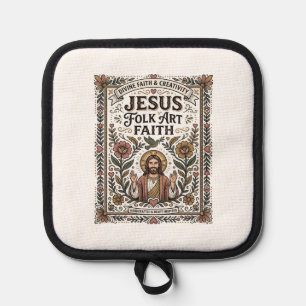 Jesus Folk Art Faith Jesus Folk Art Christian Fait Pot Holder