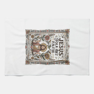 Jesus Folk Art Faith Jesus Folk Art Christian Fait Tea Towel