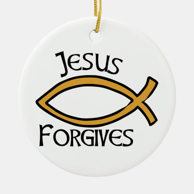 Jesus Forgives Ceramic Tree Decoration (Front)