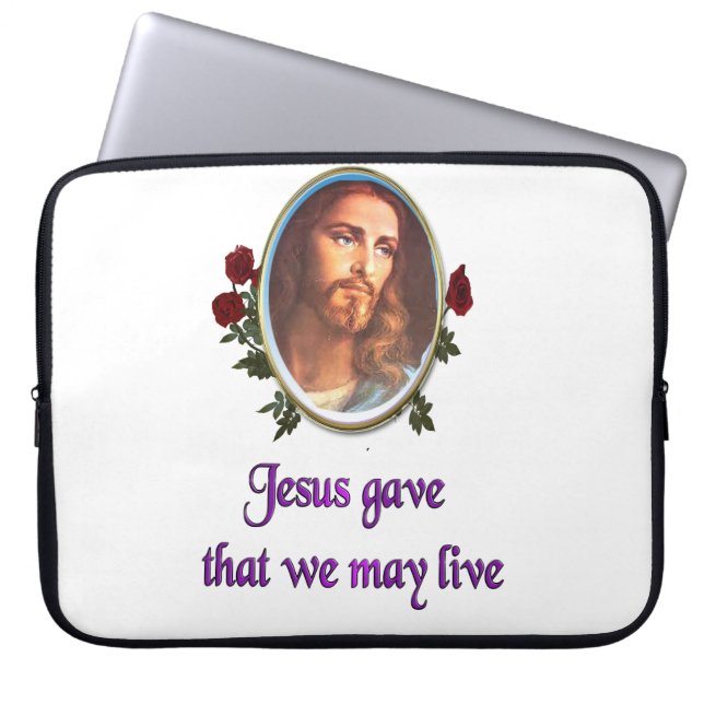 Jesus forgives laptop sleeve (Front)