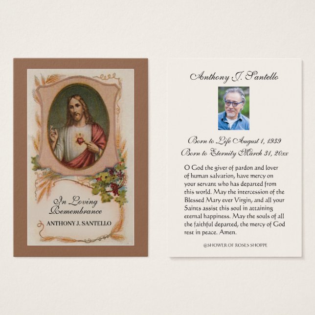 Jesus Funeral Memorial Prayer Religious Holy Card (Front & Back)