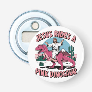 Jesus Funny Memes, Jesus Rides A Pink Dinosaurs Bottle Opener
