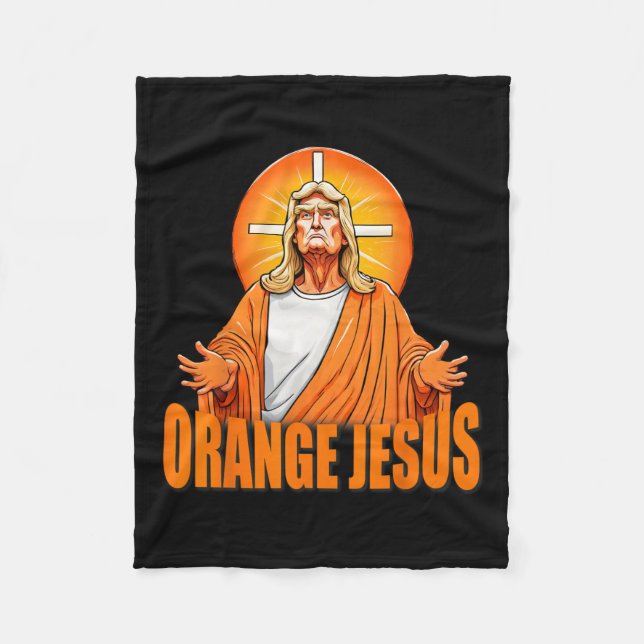 Jesus Funny Trump  Fleece Blanket (Front)