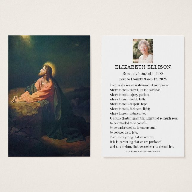 Jesus Garden of Gethsemane Funeral Prayer Card (Front & Back)