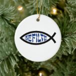 Jesus Gefilte Fish - Jewish Passover Humour Ceramic Tree Decoration<br><div class="desc">Funny Jewish Humour Gefilte Fish T-Shirts & Gifts For Chanukah,  Passover,  or any Jewish Holiday.</div>