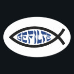 Jesus Gefilte Fish - Jewish Passover Humour Oval Sticker<br><div class="desc">Funny Jewish Humour Gefilte Fish T-Shirts & Gifts For Chanukah,  Passover,  or any Jewish Holiday.</div>
