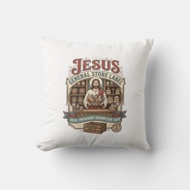 Jesus General Store Label Jesus General Store Chri Cushion (Front)