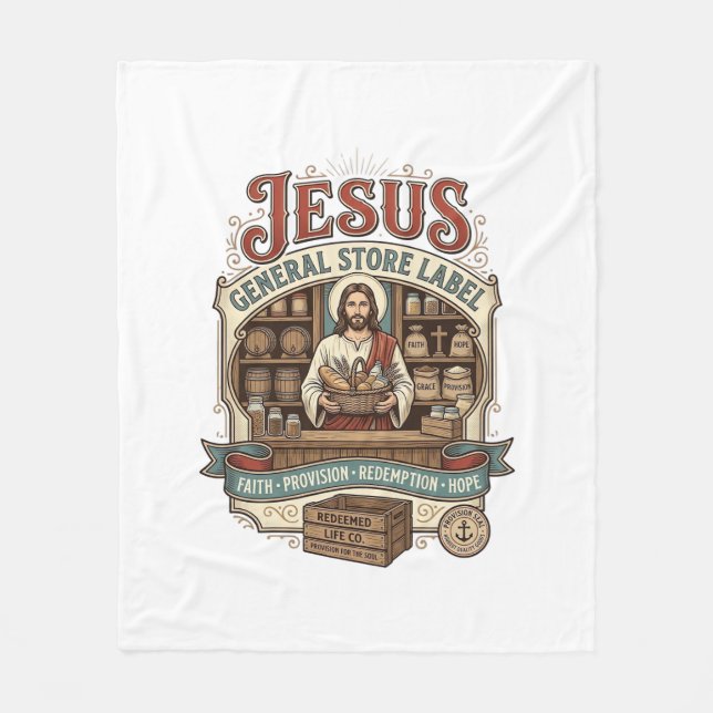 Jesus General Store Label Jesus General Store Chri Fleece Blanket (Front)