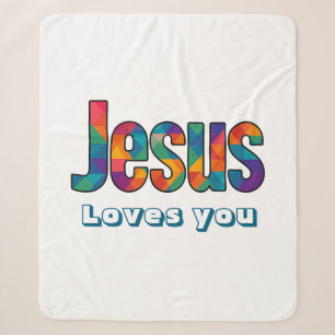 Jesus geometric design sherpa blanket