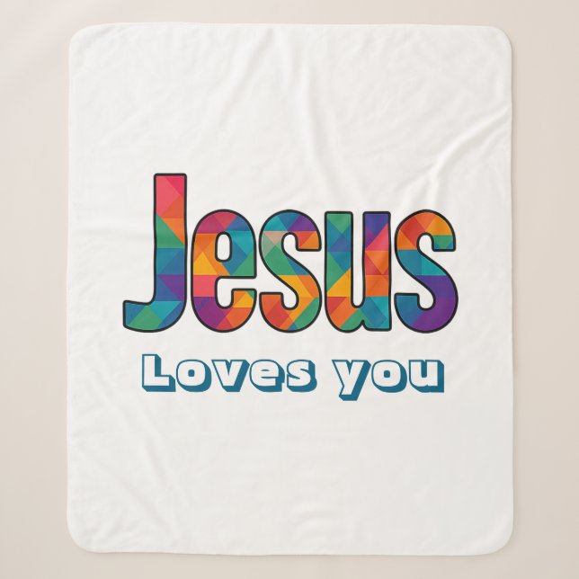 Jesus geometric design sherpa blanket (Front)