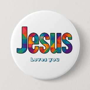 Jesus geometric pattern 7.5 cm round badge