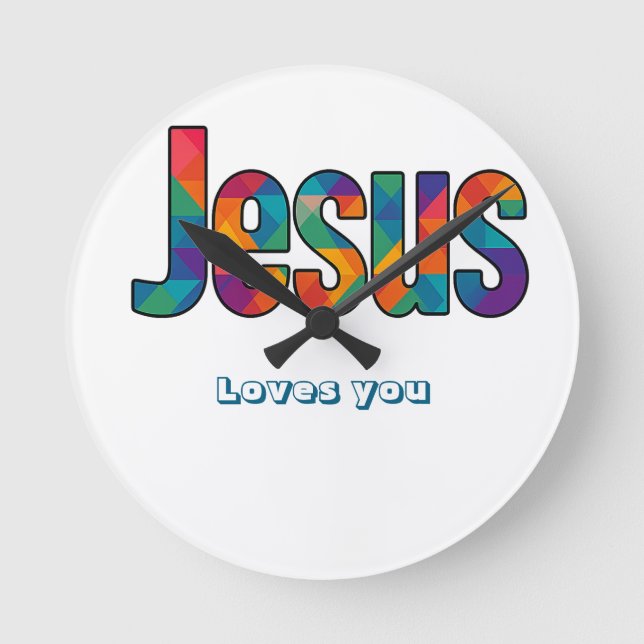 Jesus geometric pattern  round clock (Front)