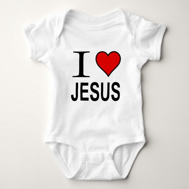 Jesus Gifts I Love Jesus Baby Bodysuit (Front)
