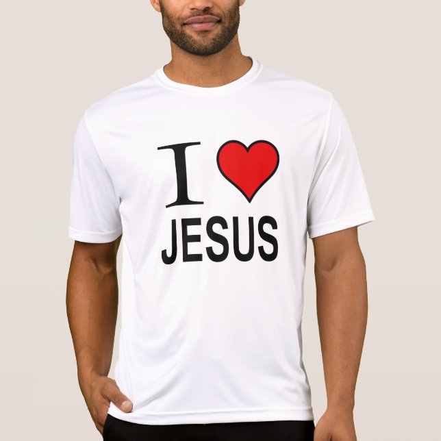 Jesus Gifts I Love Jesus Logo T-Shirt (Front)