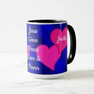 Jesus Gives Peace Love & Power - Personalised Mug