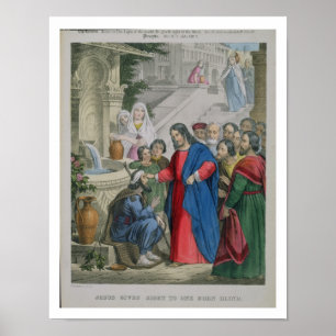 Jesus Gives Sight to One Born Blind, from a bible Poster