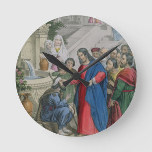 Jesus Gives Sight to One Born Blind, from a bible Round Clock