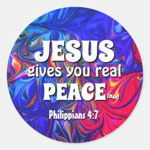JESUS GIVES YOU REAL PEACE Abstract Purple Classic Round Sticker