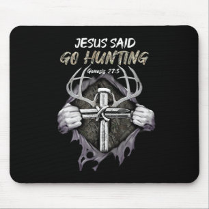 Jesus Go Hunting Genesis 273 Hunting Christian  Mouse Pad