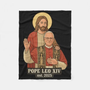 Jesus God Bless Pope Leo Xiv  Fleece Blanket