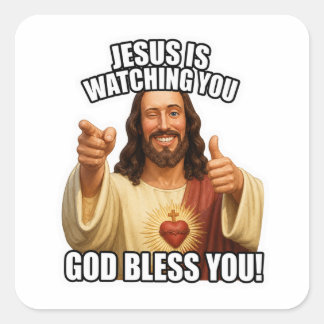 Jesus God Bless You Meme Cartoon Art Sticker