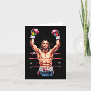 Jesus God Kickboxing Or Boxing Victory Funny Meme Card
