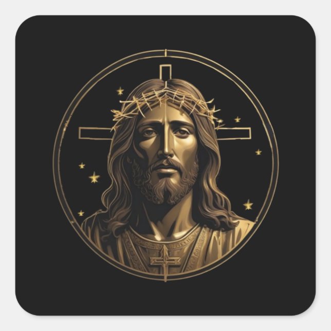 Jesus Gold 1 Square Sticker (Front)