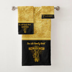 Jesus Gold Design for Seaside Retreat Bath Towel Set