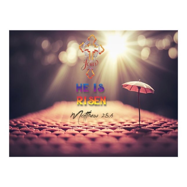 Jesus Golden Cross He Is Risen Matthew 28:6 Photo Print (Front)