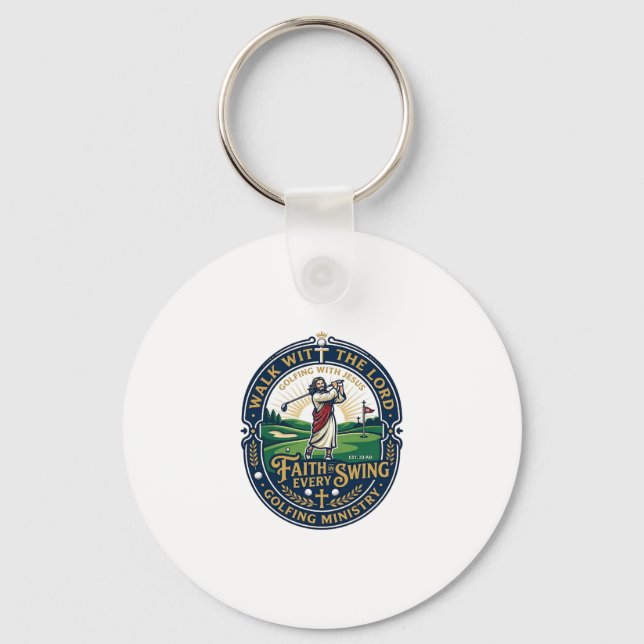 Jesus Golf Shirt Faith Based Design_1 Key Ring (Front)