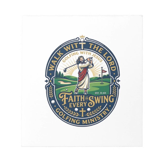 Jesus Golf Shirt Faith Based Design_1 Notepad (Front)