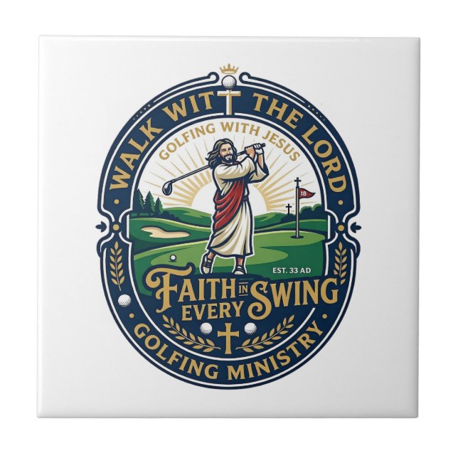 Jesus Golf Shirt Faith Based Design_1 Tile (Front)