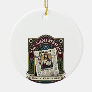 Jesus Gospel Newspaper Jesus Newspaper Christian F Ceramic Tree Decoration
