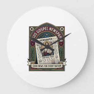 Jesus Gospel Newspaper Jesus Newspaper Christian F Large Clock