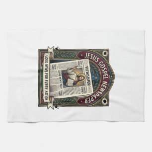 Jesus Gospel Newspaper Jesus Newspaper Christian F Tea Towel