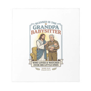 Jesus Grandparents Babysitting Humor Shirt Faith B Notepad