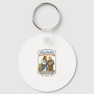 Jesus Grandparents Babysitting Humour Shirt Faith Key Ring