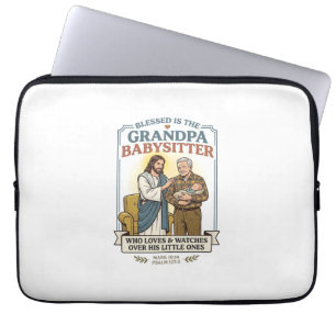 Jesus Grandparents Babysitting Humour Shirt Faith  Laptop Sleeve