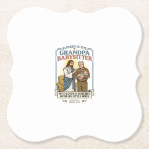 Jesus Grandparents Babysitting Humour Shirt Faith  Paper Coaster