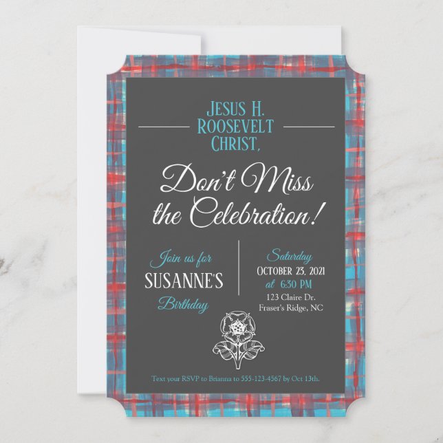 Jesus H. Roosevelt Tartan Birthday Invitation (Front)