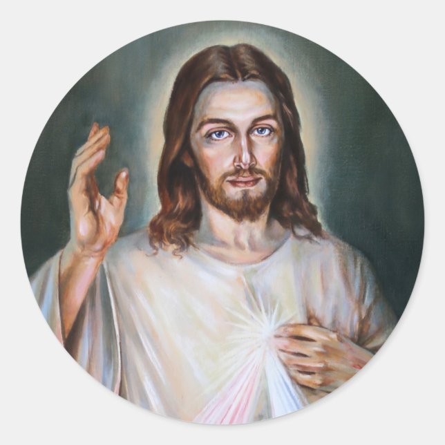 Jesus Hand Raised In Blessing Classic Round Sticker (Front)
