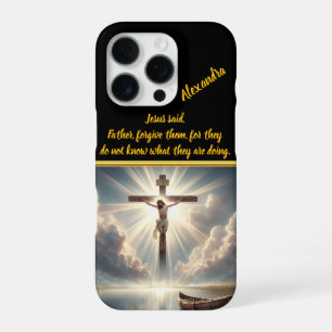 Jesus Hanging Cross Over Serene Ocean iPhone 16 Pro Case