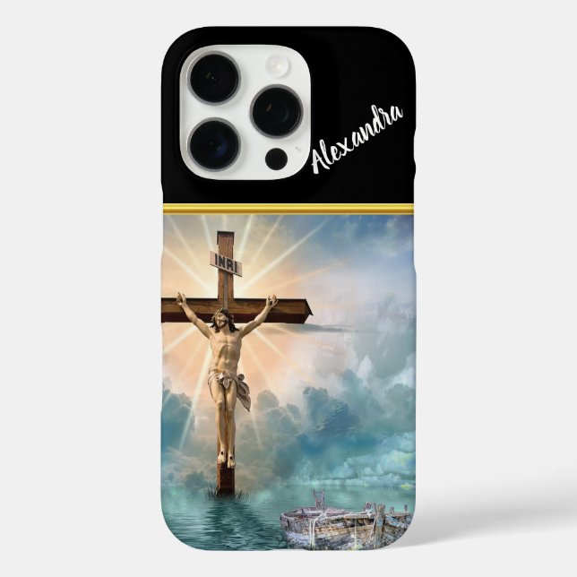 Jesus hanging from a christian crucifixion cross. Case-Mate iPhone case (Back)