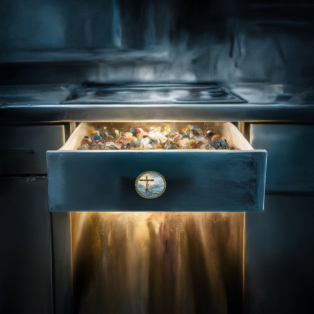 Jesus hanging from a christian crucifixion cross. ceramic knob (Creator Uploaded)