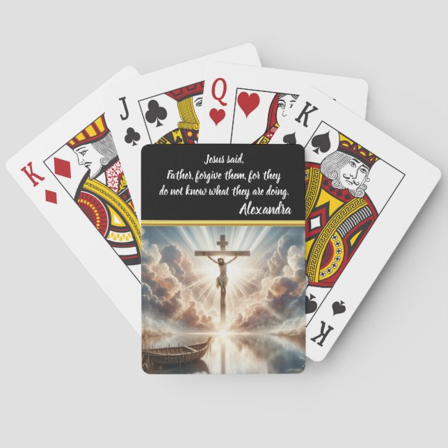 Jesus Hanging Over Still Reflective Waters Playing Cards (Back)