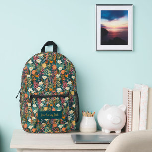 "Jesus has my back" Floral Print Cut Sew Backpack