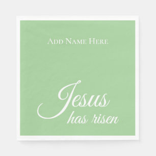 Jesus Has Risen Custom Green Christian Easter Napkin