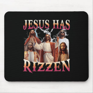 Jesus Has Rizzen Funny Christian Meme Novelty Jesu Mouse Pad